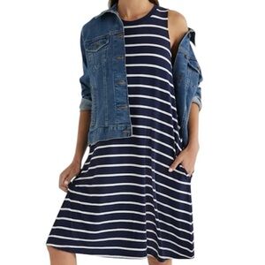 TIME AND TRU Navy & White Sleeveless Knit Swing Dress